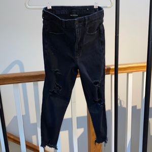 High Rise Frayed Black Jeans American Eagle